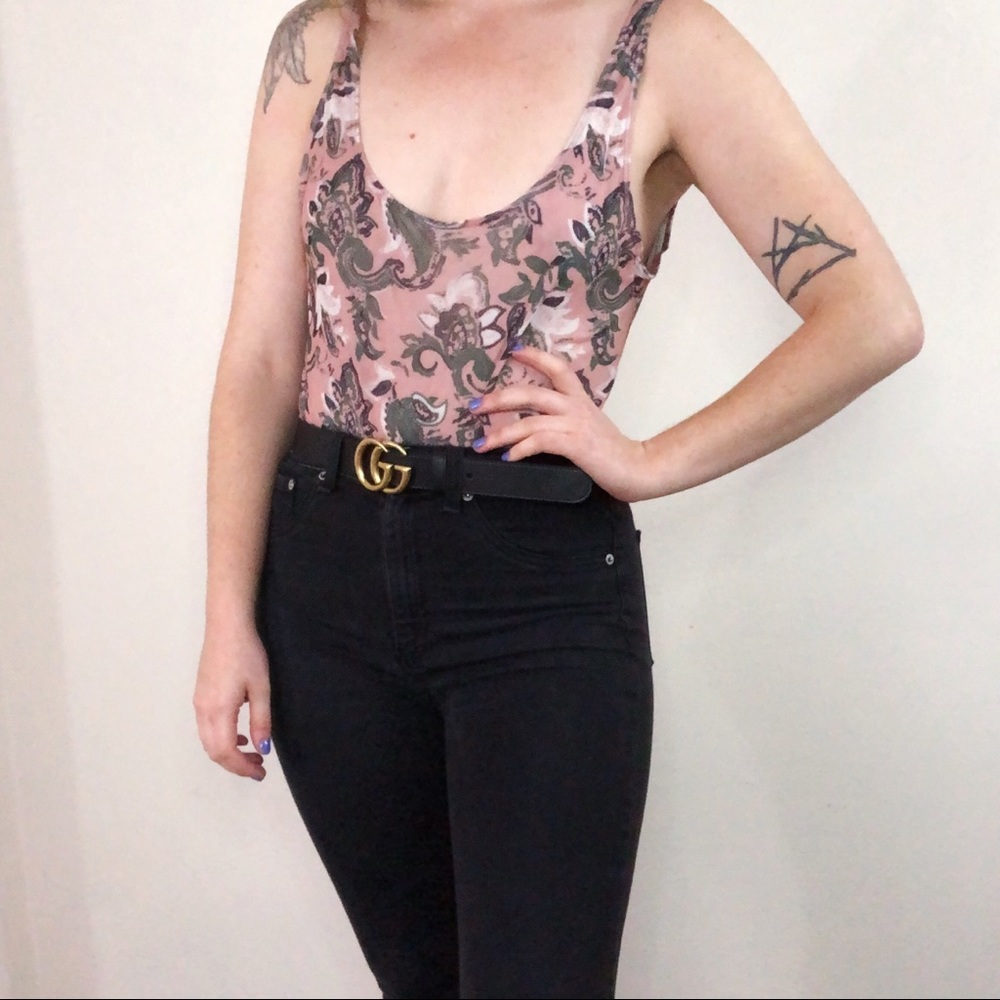 NWT Free People Pink Paisley Bodysuit Size Large